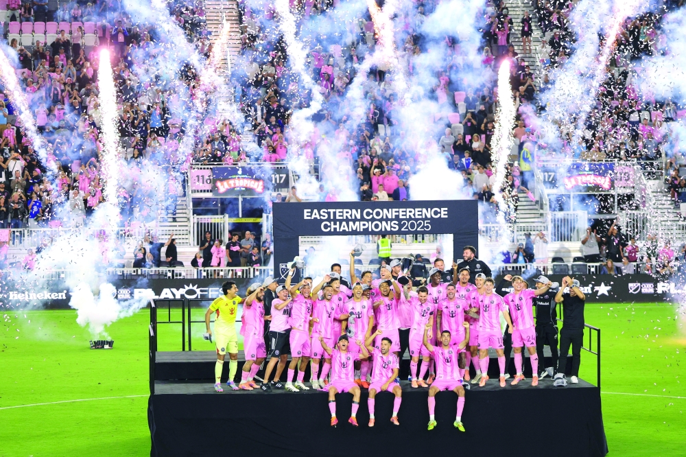 Inter Miami CF celebrates after beating New York City FC in the Eastern Conference Finals at Chase Stadium. — Reuters