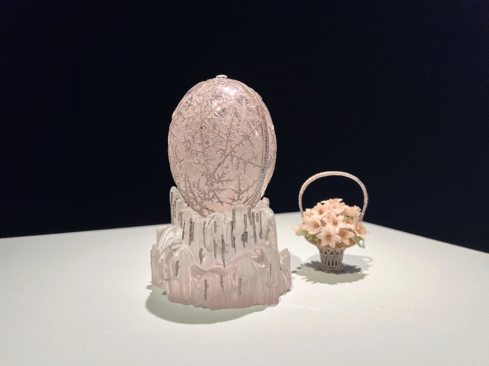 The Imperial Winter Egg by Faberge is displayed at Christie's auction house in London. — Reuters