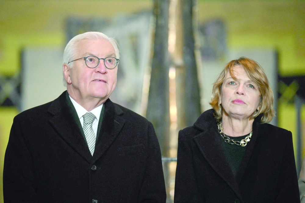 President of the Federal Republic of Germany Frank-Walter Steinmeier and his wife Elke Budenbender tour Coventry Cathedral in Coventry, central England. — AFP