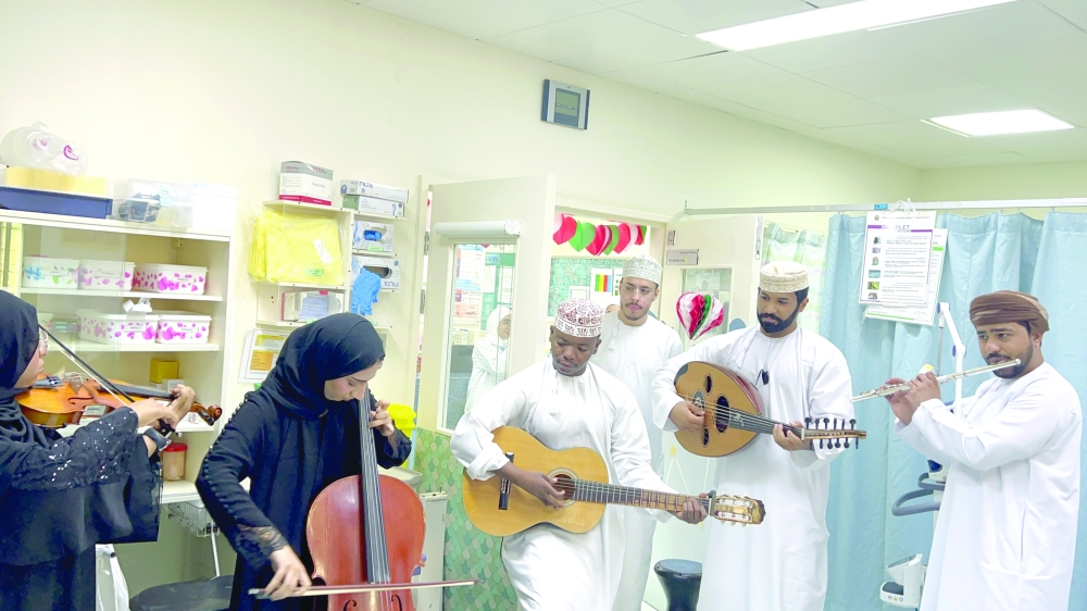 SQU music students at the Children’s and Oncology Ward at Sultan Qaboos University Hospital