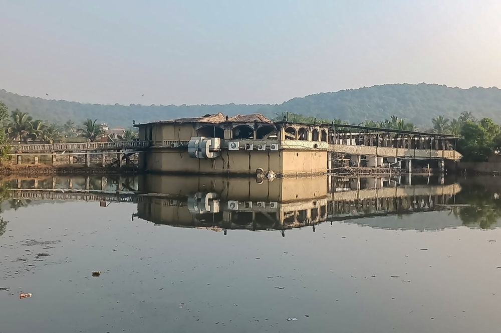 A general view shows the burned nightclub following a fire that broke out last midnight in Goa 