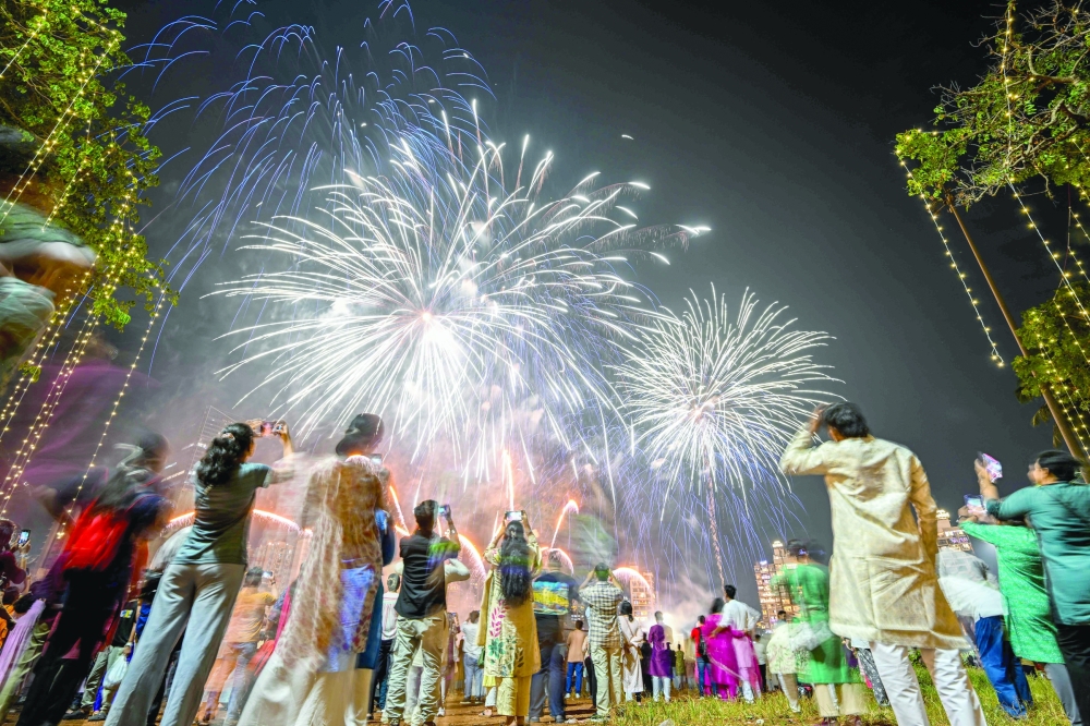 Fireworks light up the sky as part of Diwali celebrations in Mumbai. — AFP