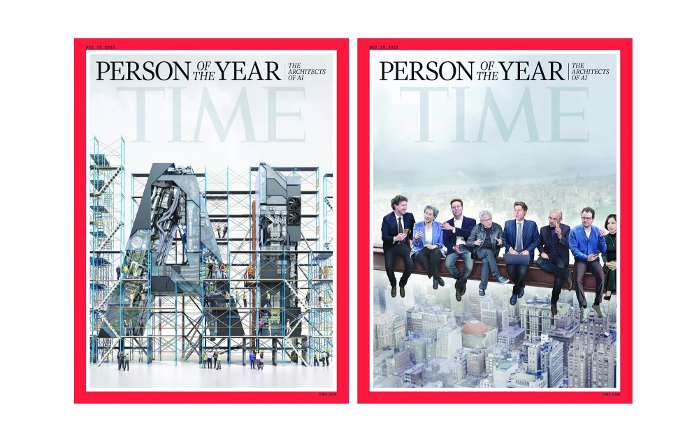 The two covers of Time magazine's 2025 Person of the Year issue 