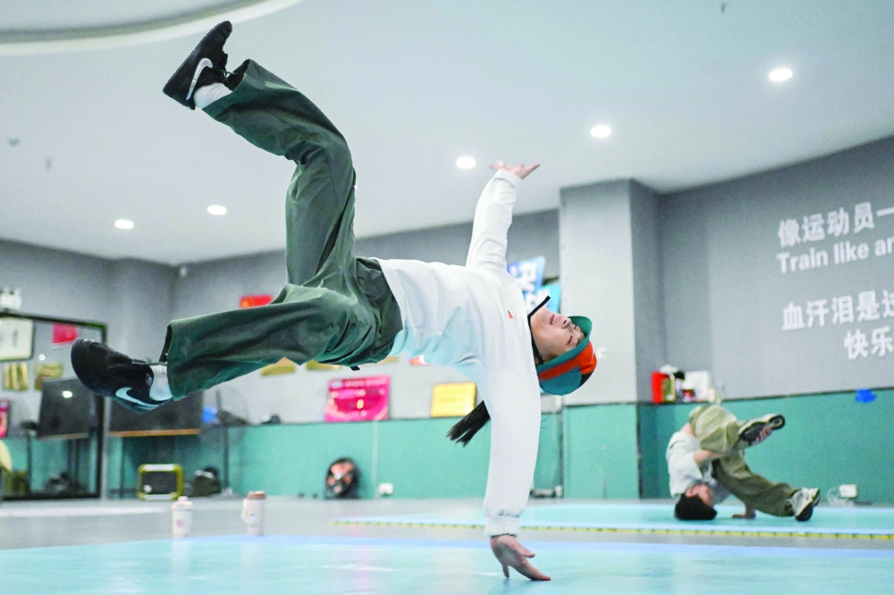 Guo Pu training at a breakdancing studio in Pingyi county, in eastern China's Shandong province. — AFP