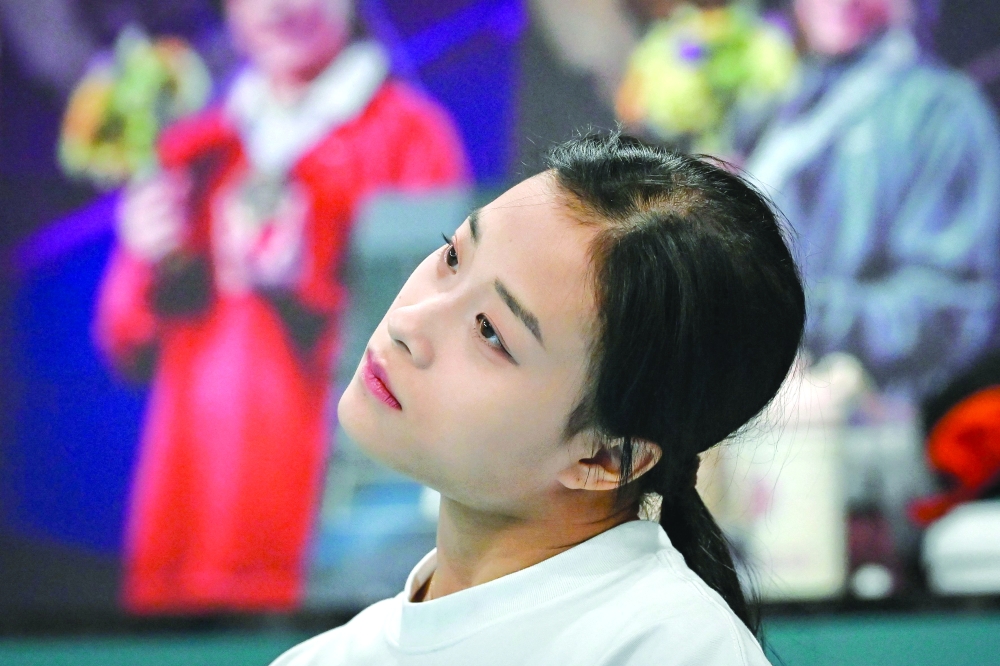 Guo Pu reacting during a training session at a breakdancing studio in Pingyi county, in eastern China's Shandong province. — AFP