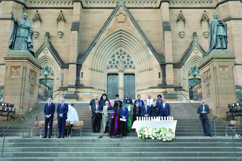 NSW Premier Chris Minns and Australian PM Anthony Albanese attend an interfaith memorial, in Sydney. — Reuters