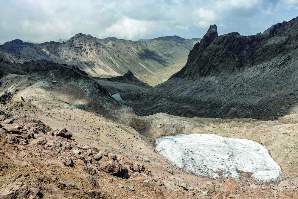 A general view of the melting Lewis Glacier in Mount Kenya National Park.  — AFP