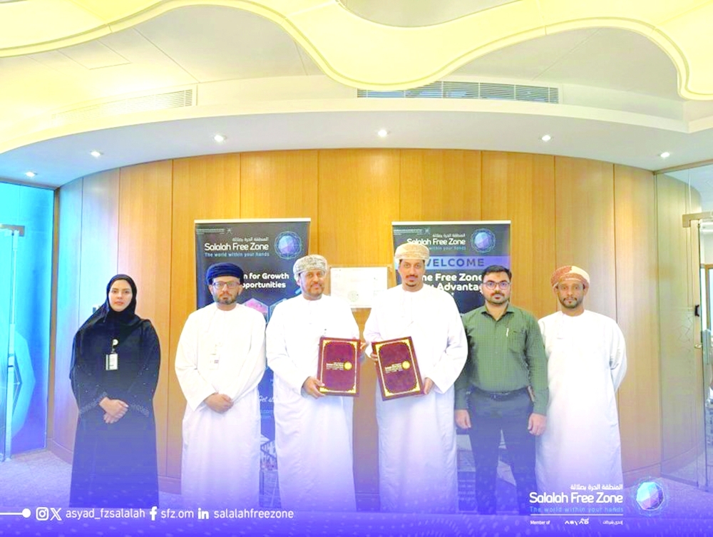 Representatives from Next Generation Recycling with officials of Salalah Free Zone at the agreement signing recently.