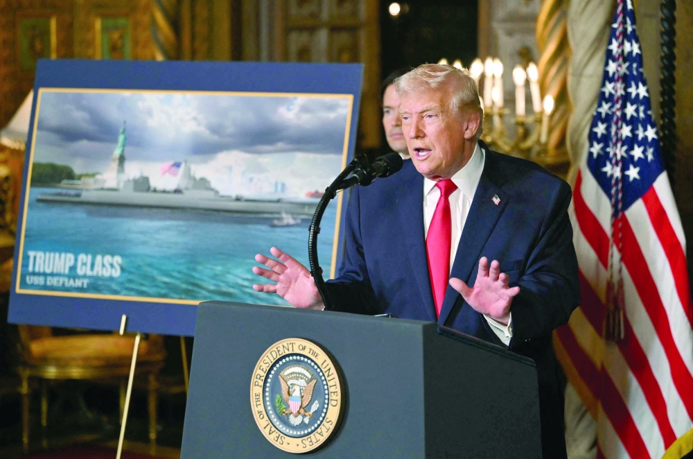 Donald Trump speaks after announcing the US Navy new Golden Fleet initiative, Florida. — AFP
