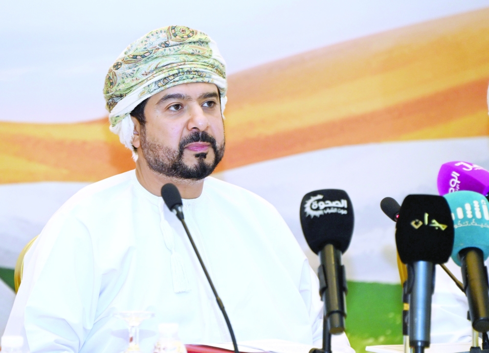 Qais bin Mohammed al Yousef, Minister of Commerce, Industry and Investment Promotion, addressing the media on Tuesday.