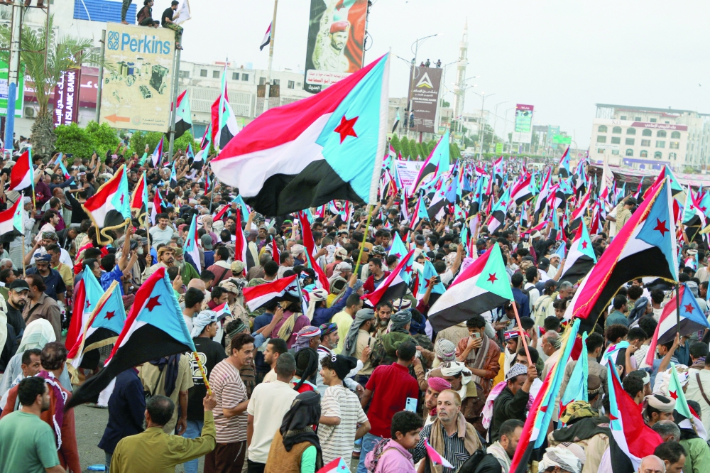 Supporters of the Southern Transitional Council (STC) attend a rally in Aden. — Reuters