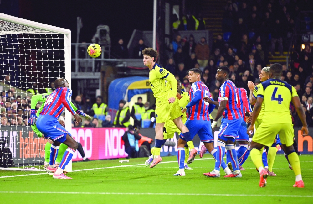 Tottenham Hotspur's Archie Gray scores their first goal against  Crystal Palace at Selhurst Park, London. — Reuters