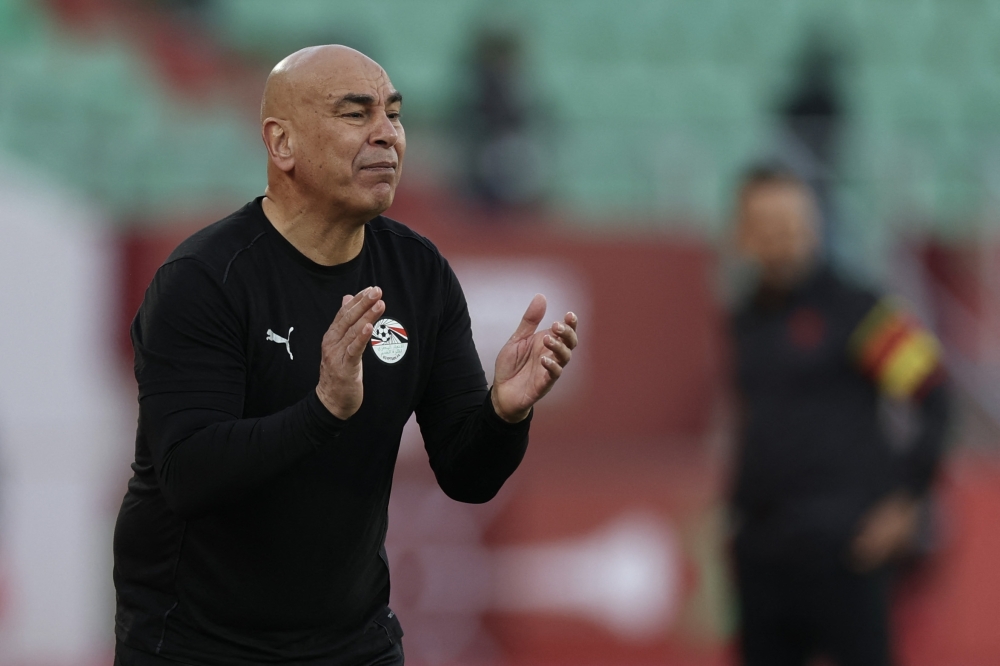 Egypt's head coach Hossam Hassan gestures during the Africa Cup of Nations 