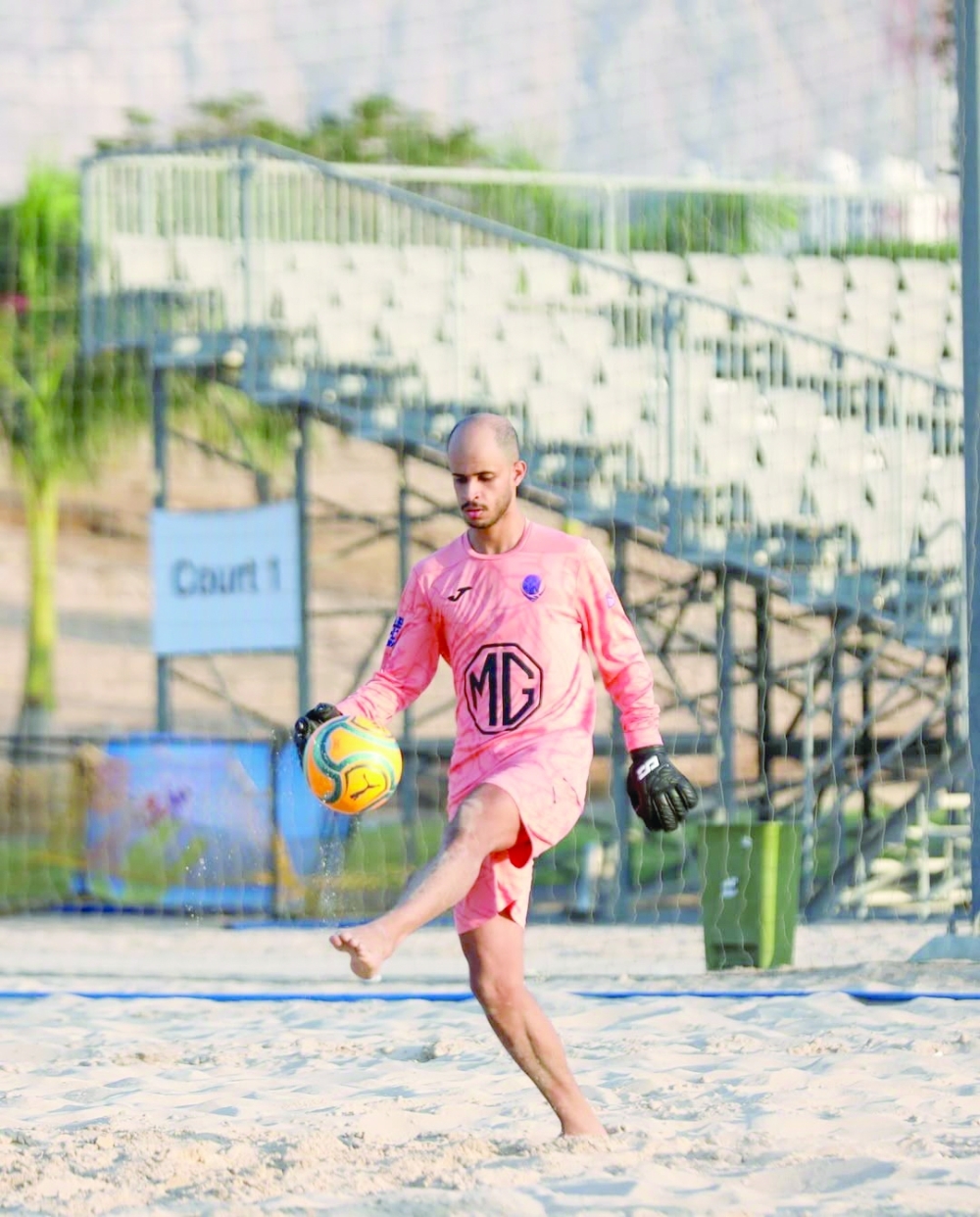 Al Amerat goalkeeper in action against Salalah.