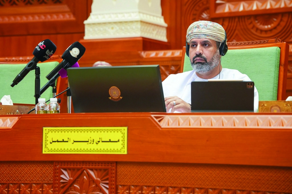 Dr Mahad bin Said Baowain, Minister of Labour, at Majlis Ash’shura on Thursday.