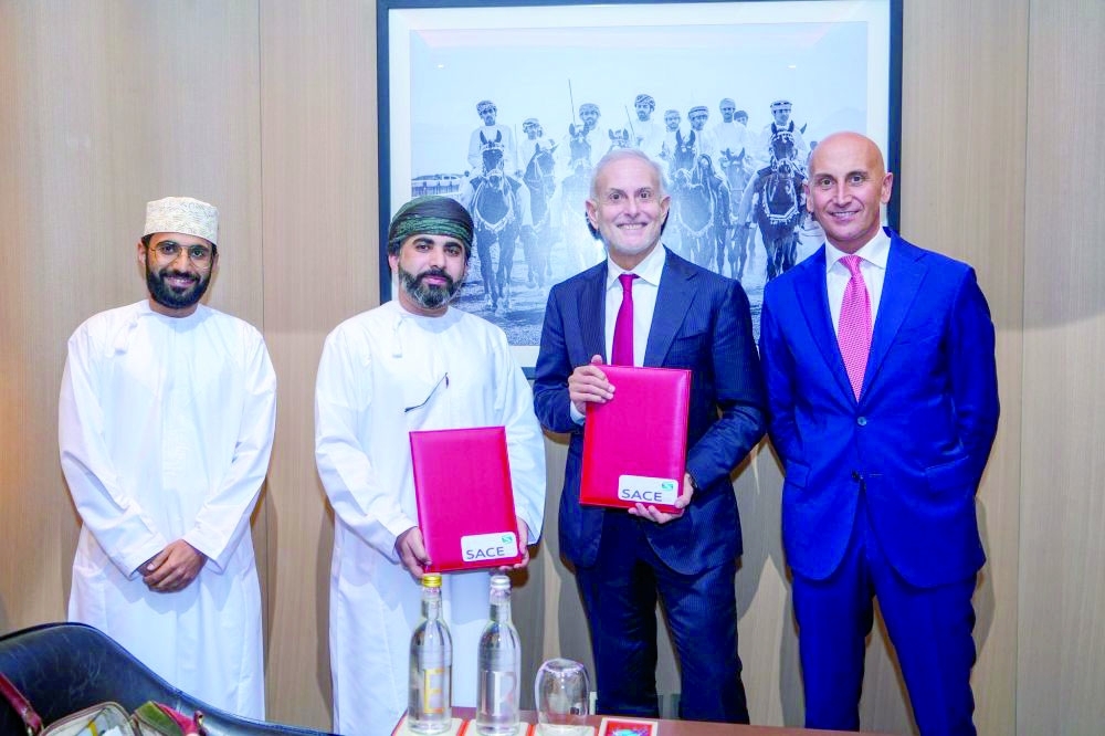Officials representing SACE and Khazanah Modern Oman at the signing in Muscat on Wednesday