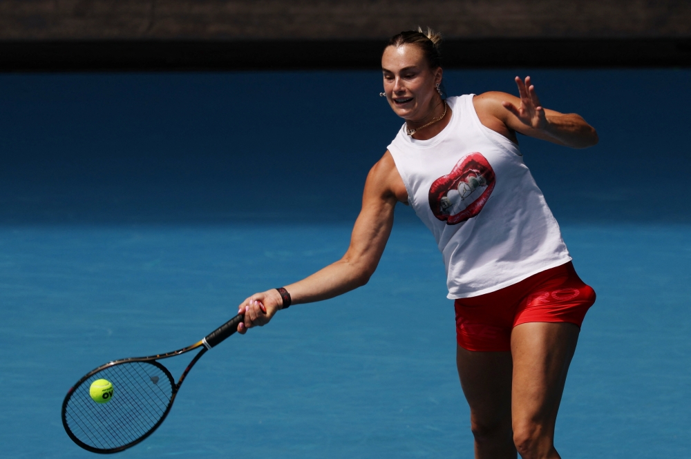  Belarus' Aryna Sabalenka during practice 