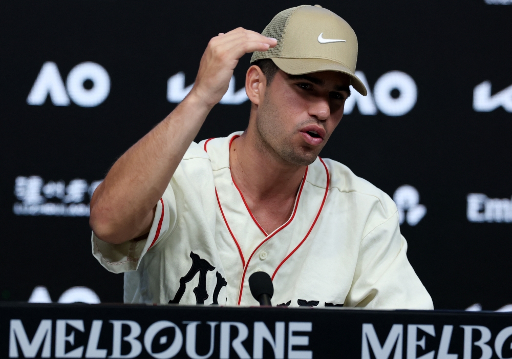 Spain's Carlos Alcaraz during press conference. — Reutersa