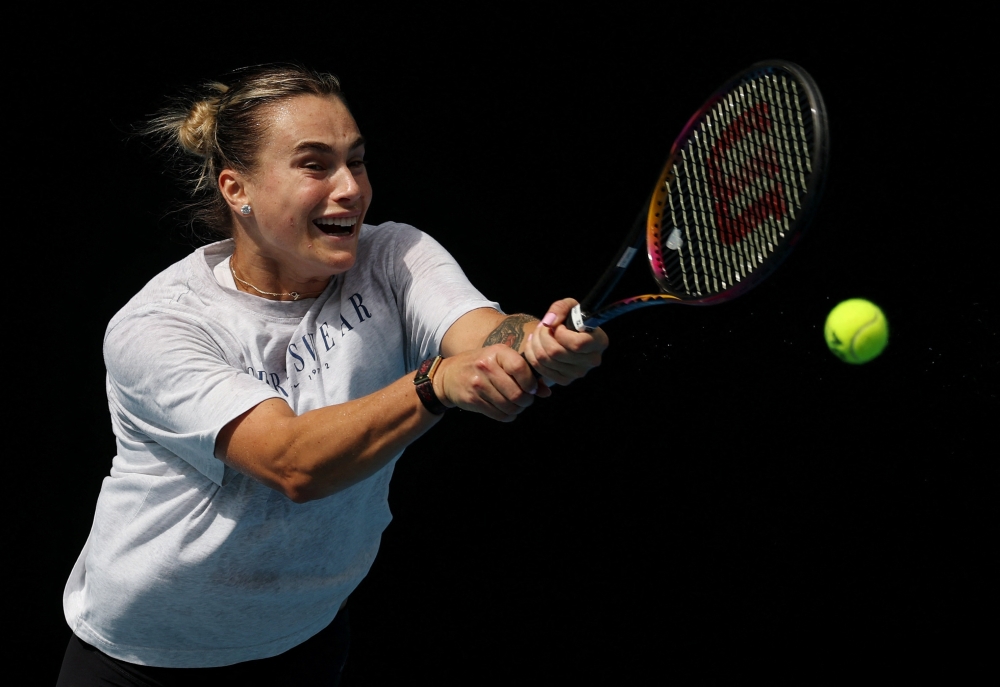 Belarus' Aryna Sabalenka during practice