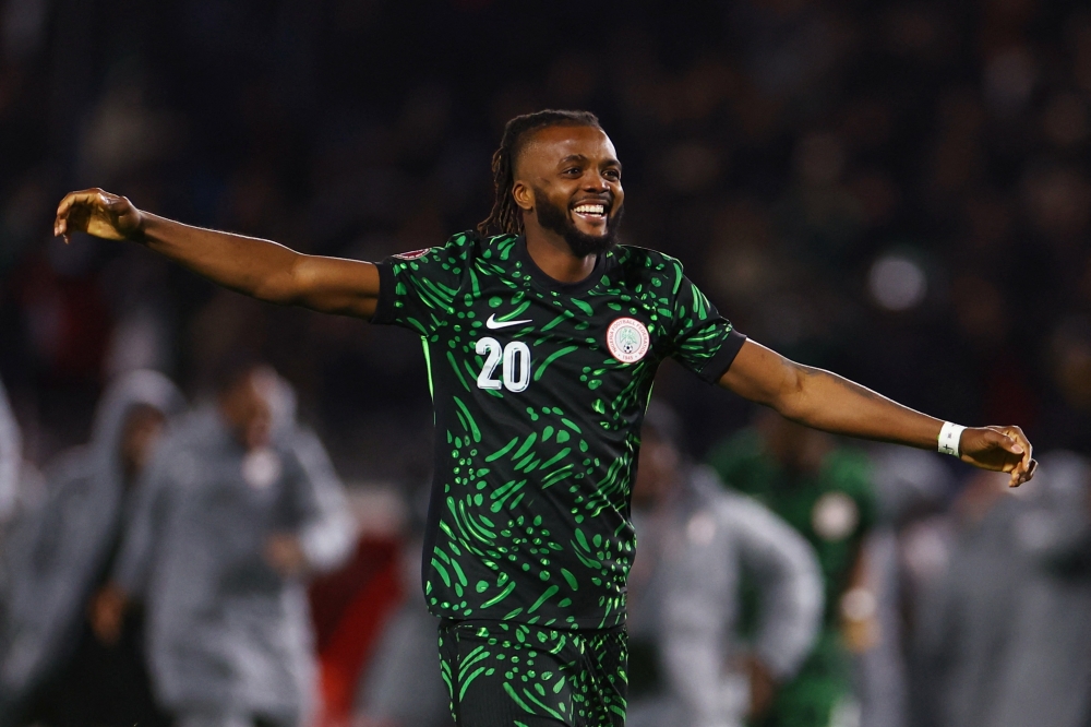 Nigeria's Chidozie Awaziem celebrates after winning the penalty shootout 