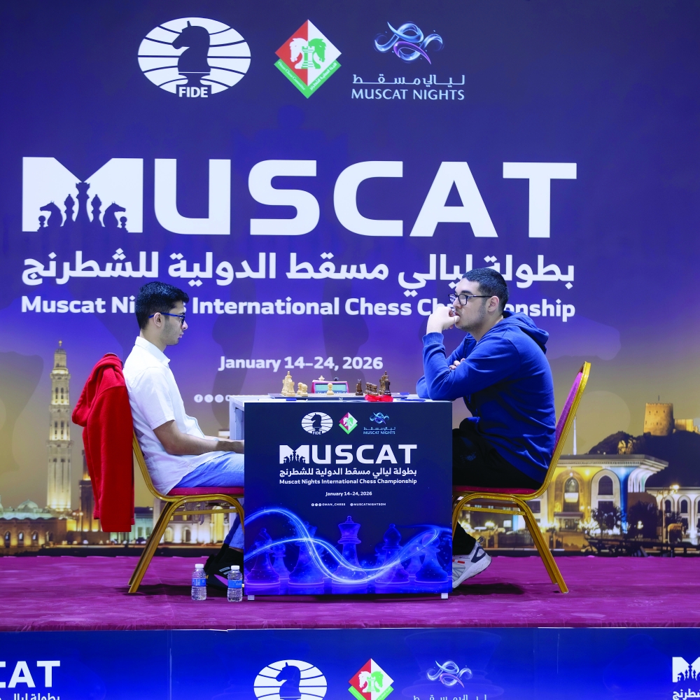 
Round 4 featured pivotal matches that reshaped the standings. Picture Right: Open battle for the lead in Muscat Nights Chess Championship. 