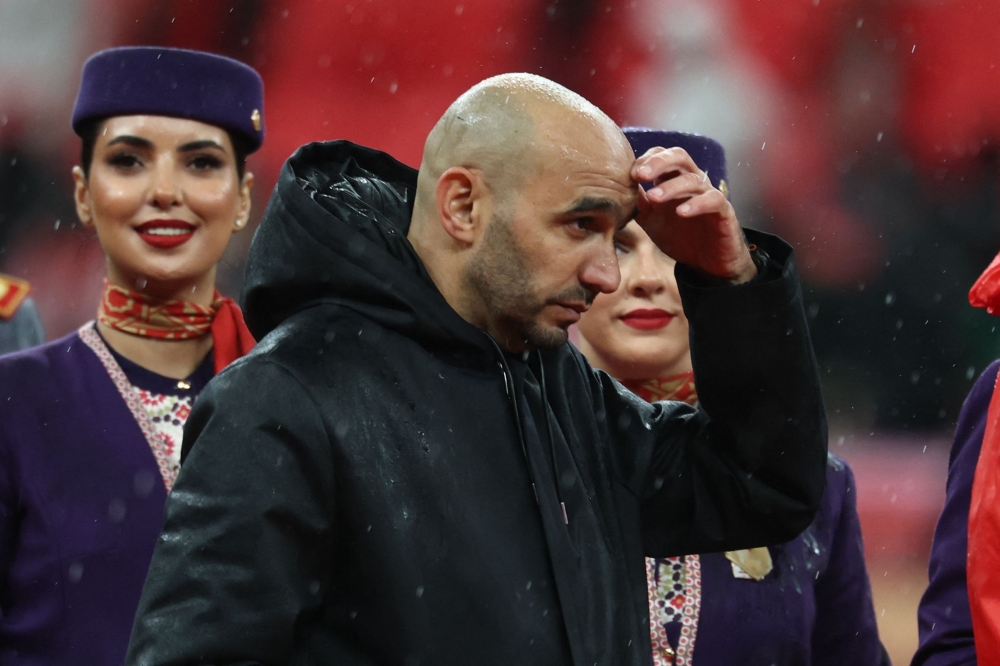 Morocco's head coach Walid Regragui arrives for the presentation ceremony 