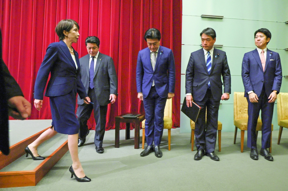 Japan's PM Sanae Takaichi leaves after a press conference, in Tokyo. — Reuters
