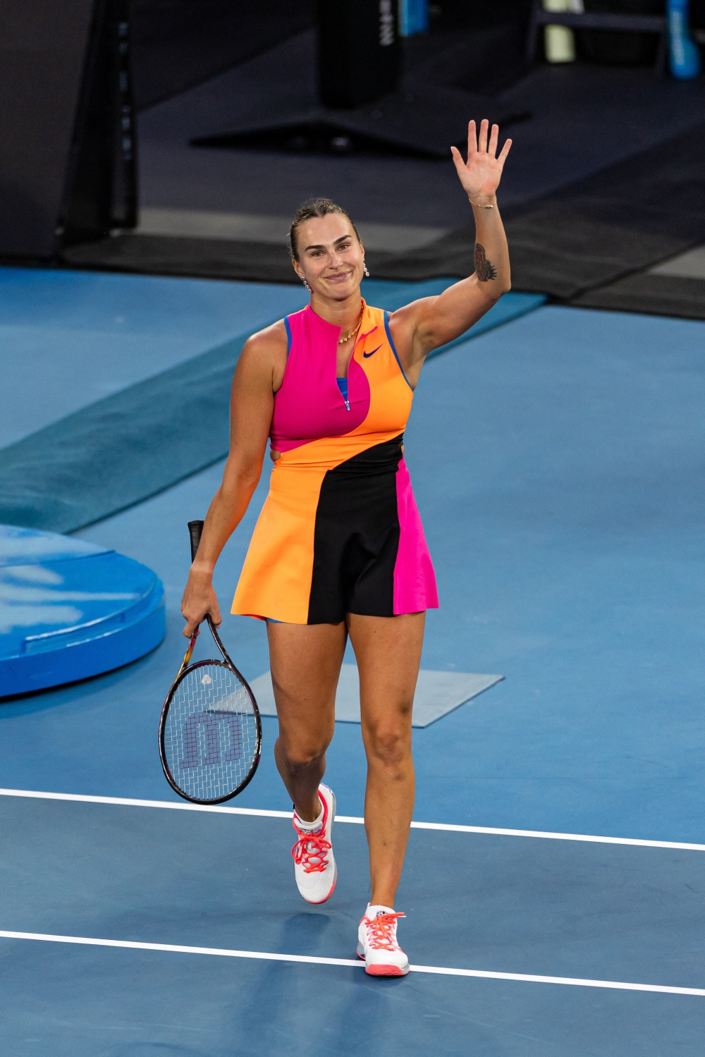  Aryna Sabalenka in action against Tiantsoa Rakotomanga Rajaonah of France in the first round of the women’s singles 