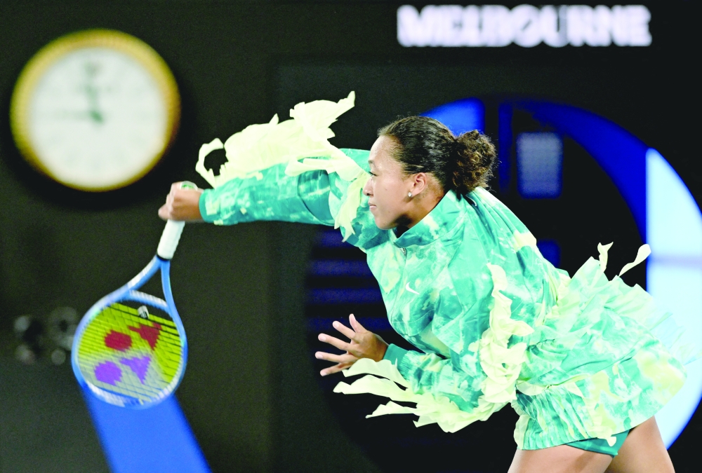 Tennis - Australian Open - Melbourne Park, Melbourne, Australia - January 20, 2026 Japan's Naomi Osaka in action during her first round match against Croatia's Antonia Ruzic REUTERS/Jaimi Joy