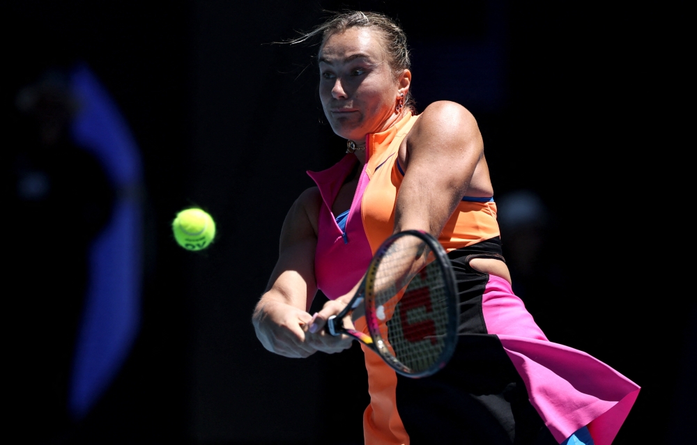 Belarus'  Sabalenka in action during her third round match against Austria's Potapova