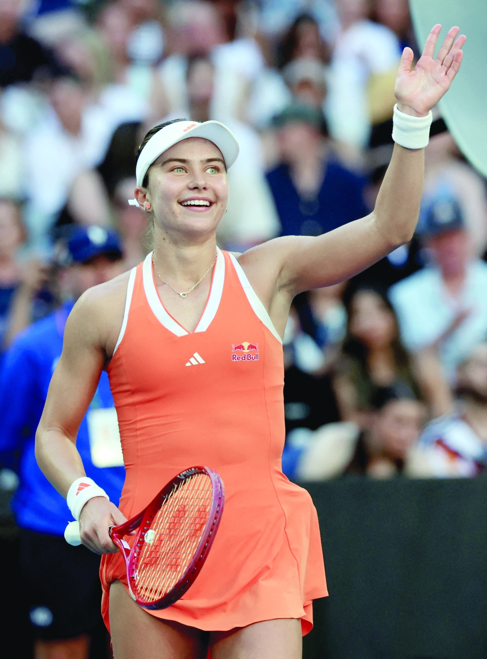 Iva Jovic of the US celebrates winning her third round match against Italy's Jasmine Paolini. — Reuters