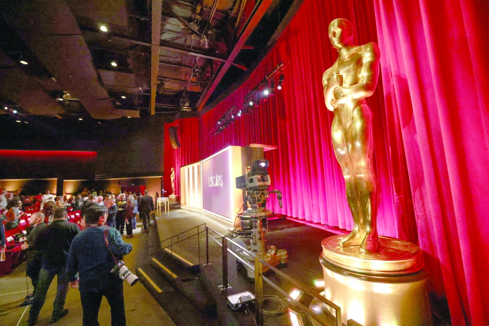 A large Oscar statue ahead of an event for the announcement of the nominees for the 98th Academy Awards, at the Samuel Goldwyn Theater in Beverly Hills, California, U.S., January 22, 2026. REUTERS