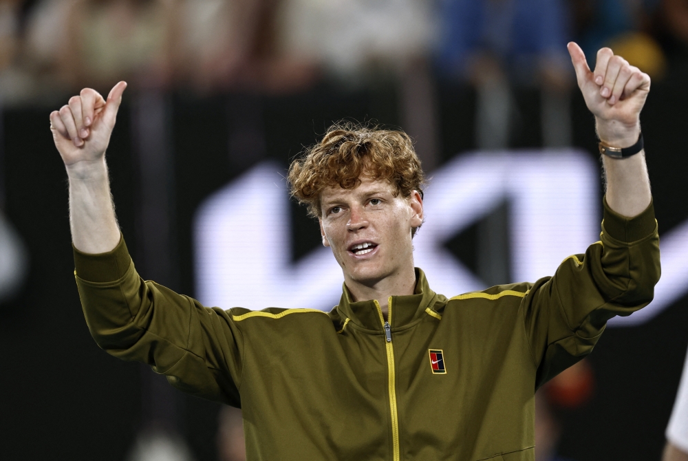  Italy's Jannik Sinner celebrates after winning his third round match against Eliot Spizzirri 