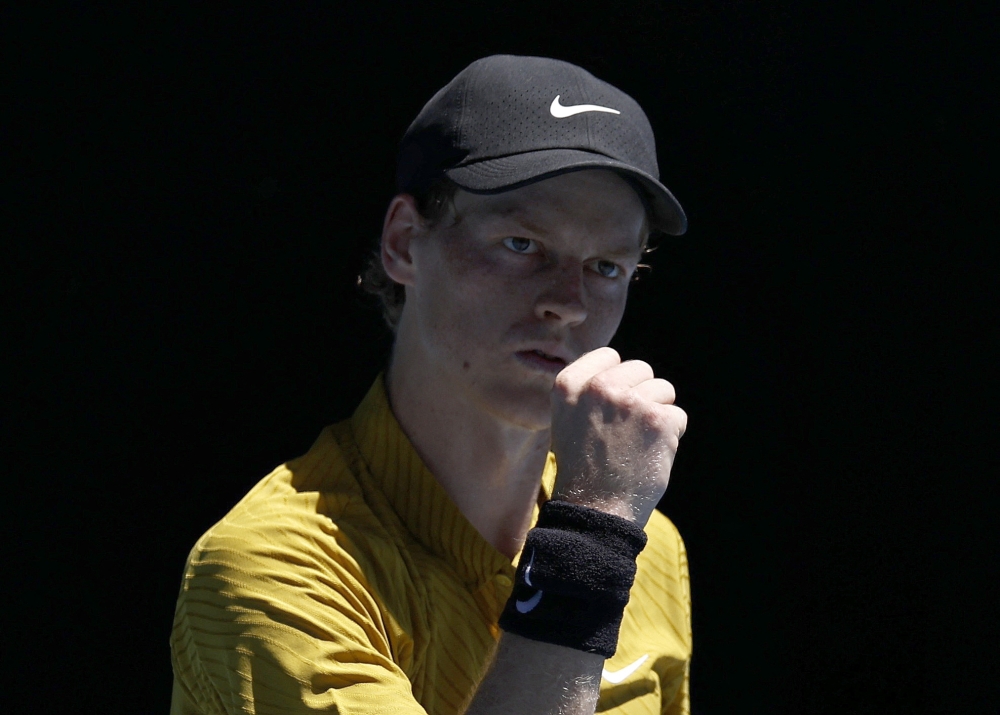  Italy's Jannik Sinner reacts during his third round match against Eliot Spizzirri c 