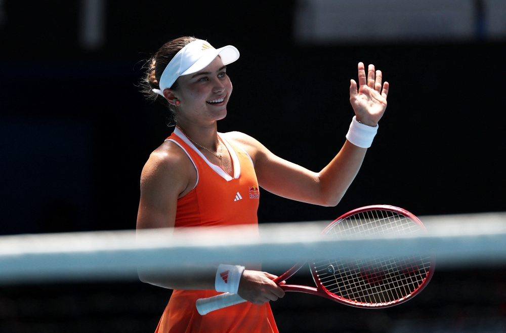  Iva Jovic of the U.S. celebrates after winning her fourth round match against Kazakhstan's Yulia Putintseva  
