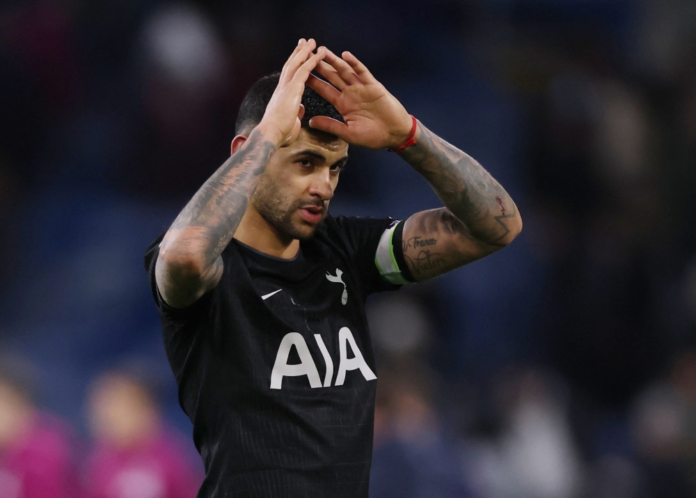  Tottenham Hotspur's Cristian Romero applauds fans after the match  AILS..