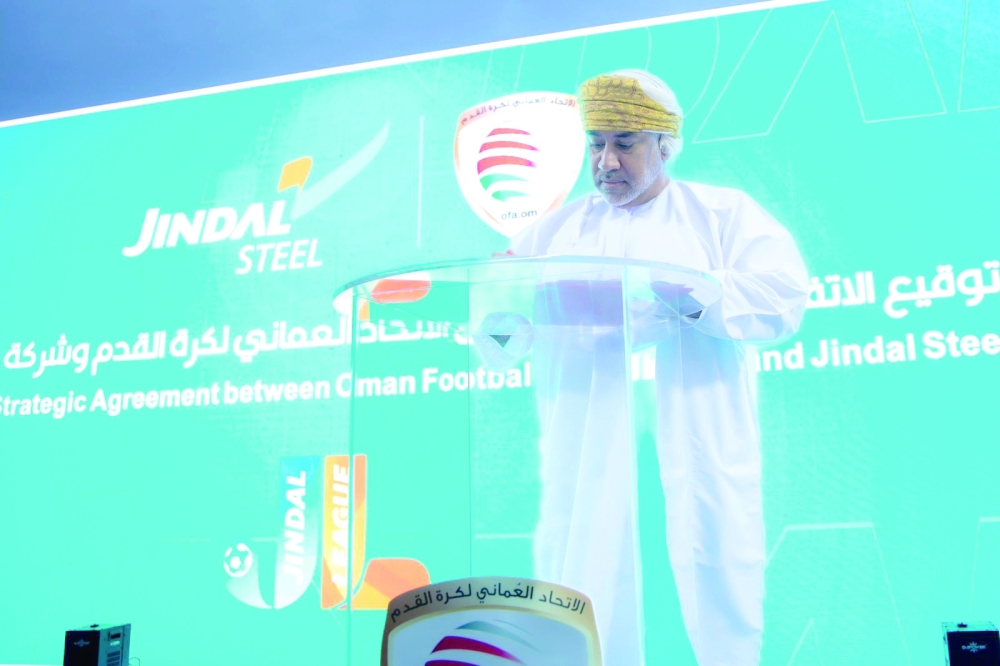 Eng Qutaiba al Ghailani, delivers a speech during the partnerships signing. 