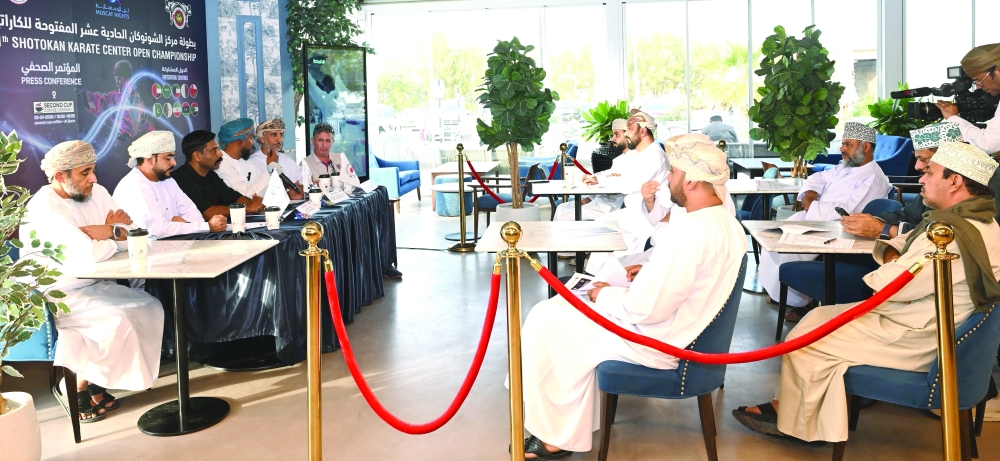 Officials unveil the details of the 11th Shotokan Karate Centre Open Championship. —  
Khalfan al Ruzaiqi 