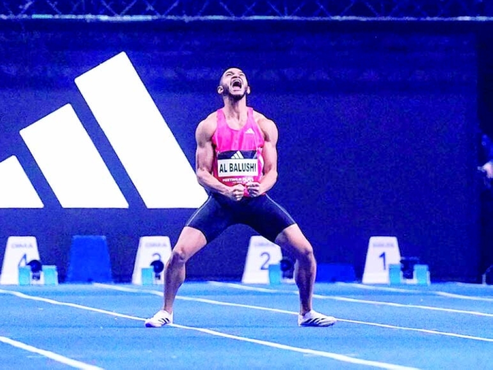 Ali al Balushi won gold in the 60 metres at the Meeting de Paris Indoor 2026, part of the World Athletics Indoor Tour Silver, in Paris on Sunday. 