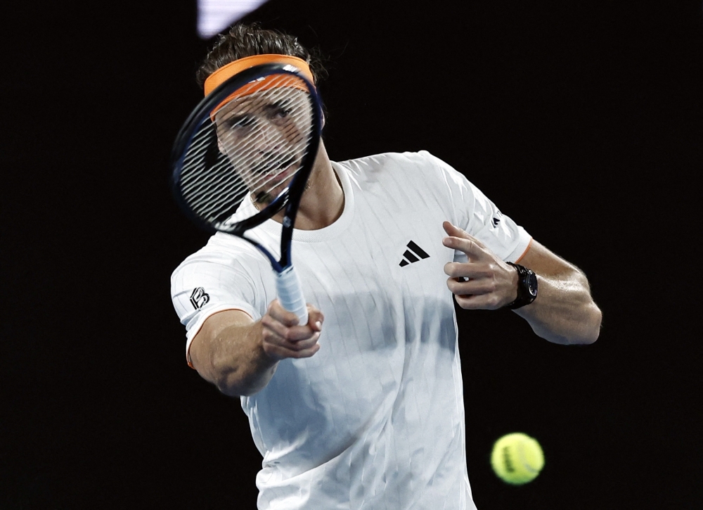 Germany's Alexander Zverev in action during his quarter final match against Learner Tien of the U.S. 