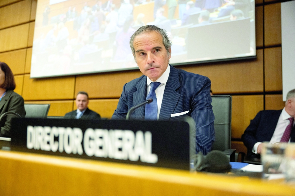 IAEA Director General Rafael Grossi at the IAEA Board of Governors emergency meeting on Ukraine in Vienna