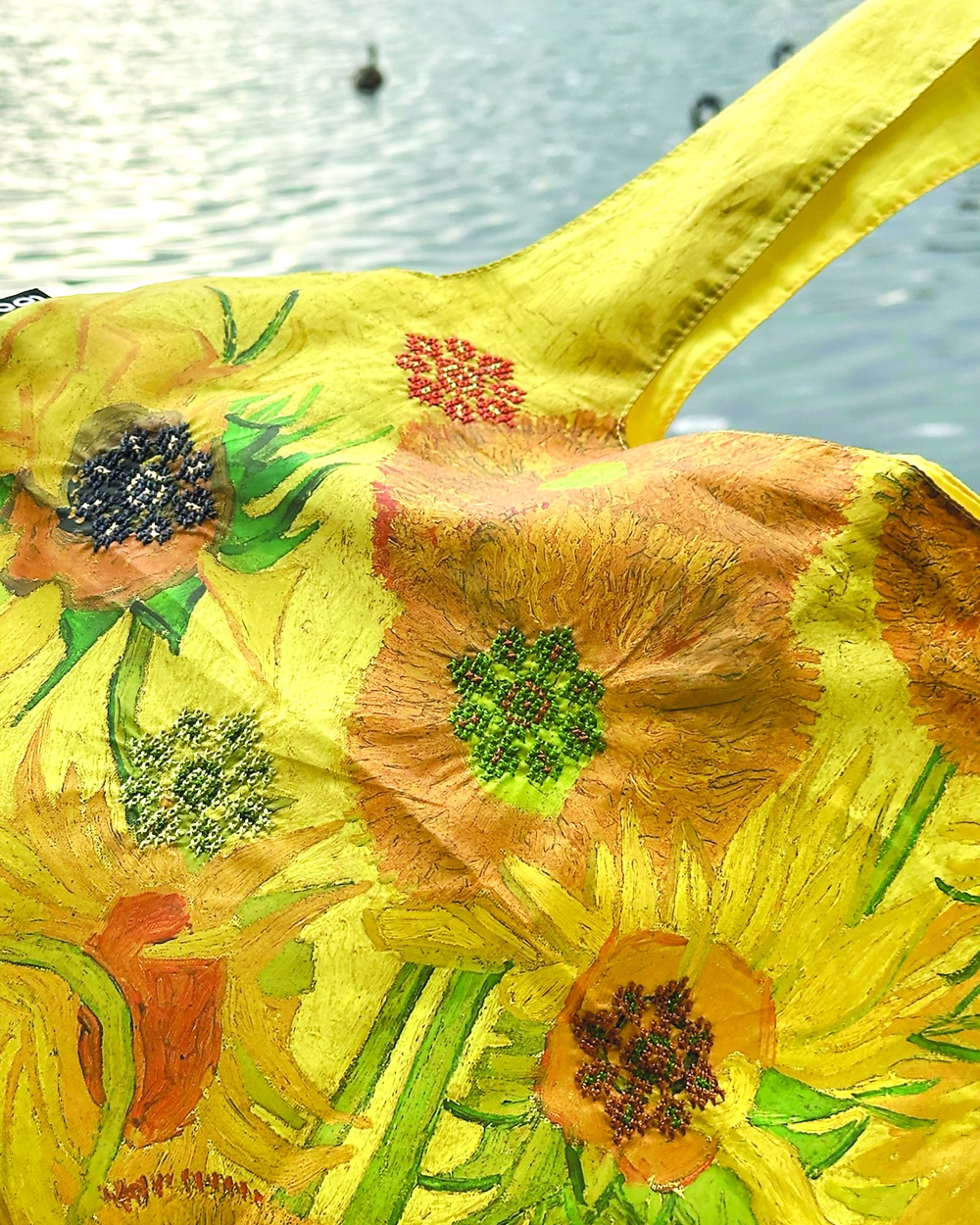 Custom embroidery added onto tote bag