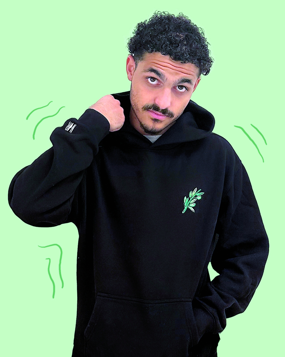 Olive branch hoodie, symbolising the Palestinian olive tree