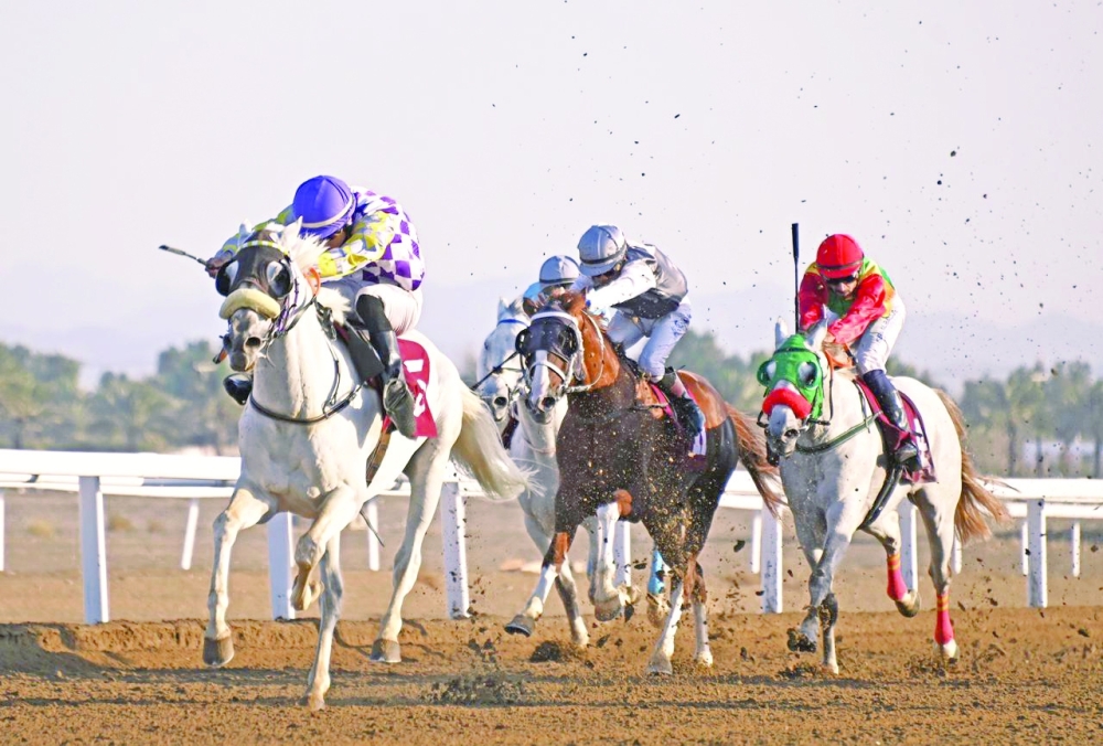 A scene from the sixth race in the horse race. — Photo by Mohammed al Balushi 