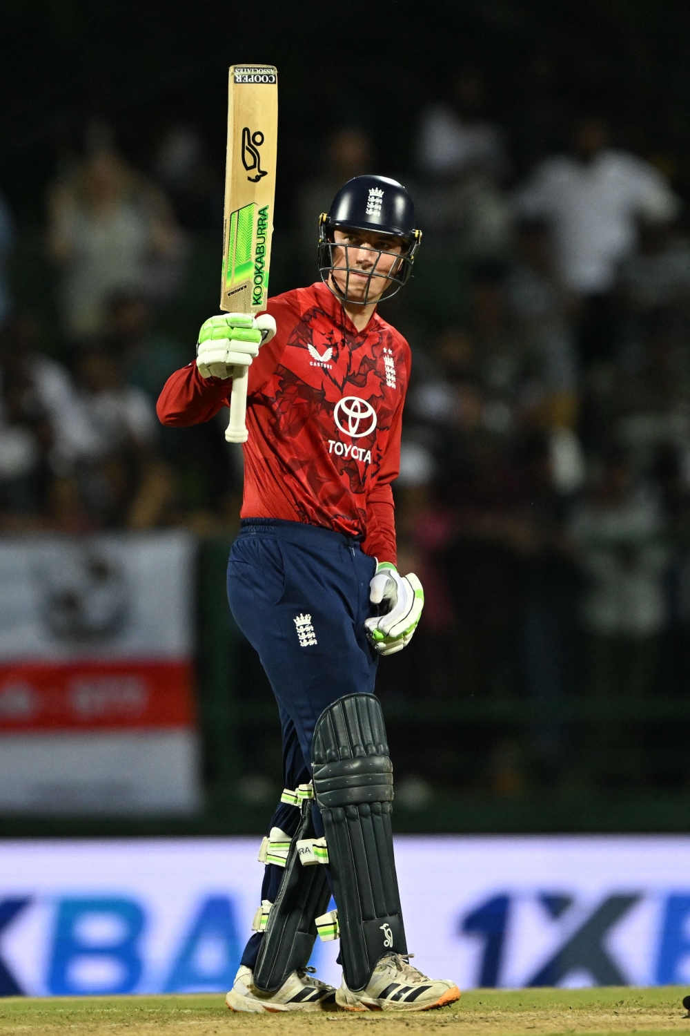 England's Tom Banton celebrates after scoring a half-century (50 runs) 