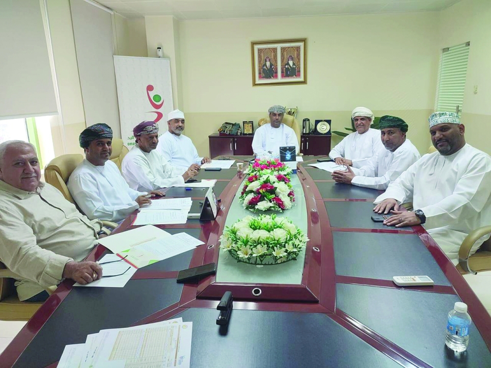 The National Teams and Coaches Committee of the Oman Handball Association during a meeting.