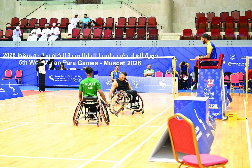 Wheelchair badminton competition in progress. — Saleh al Sharji