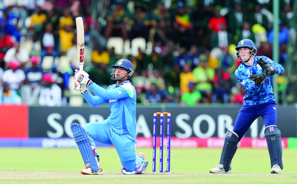 Vaibhav Sooryavanshi plays a shot against England during the final in Harare.