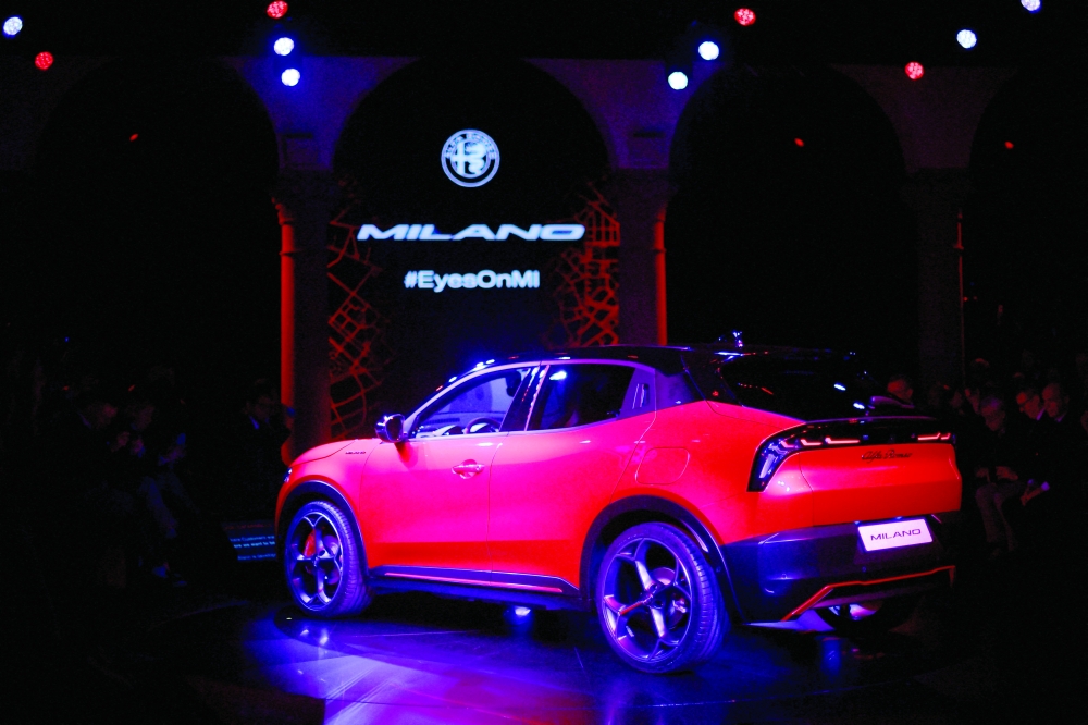 Stellantis premium brand Alfa Romeo reveals the Milano, its first fully electric car (EV), during an event in Milan. — Reuters