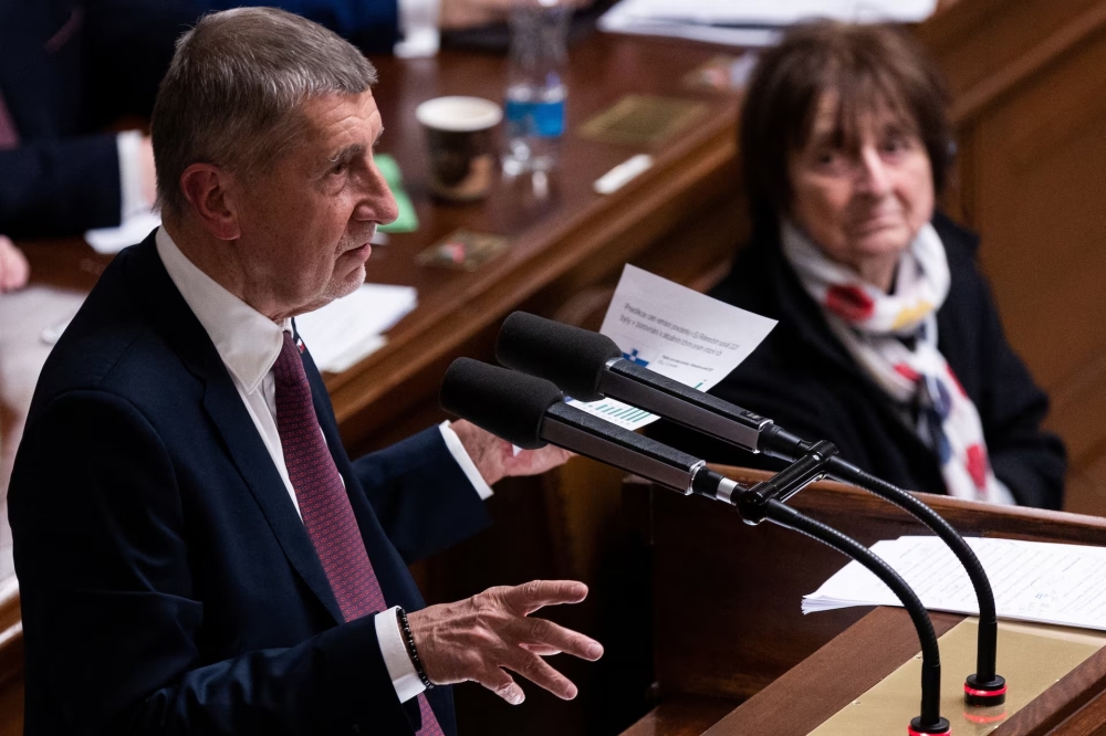 Czech PM Andrej Babis speaks during in the parliament, in Prague. — Reuters